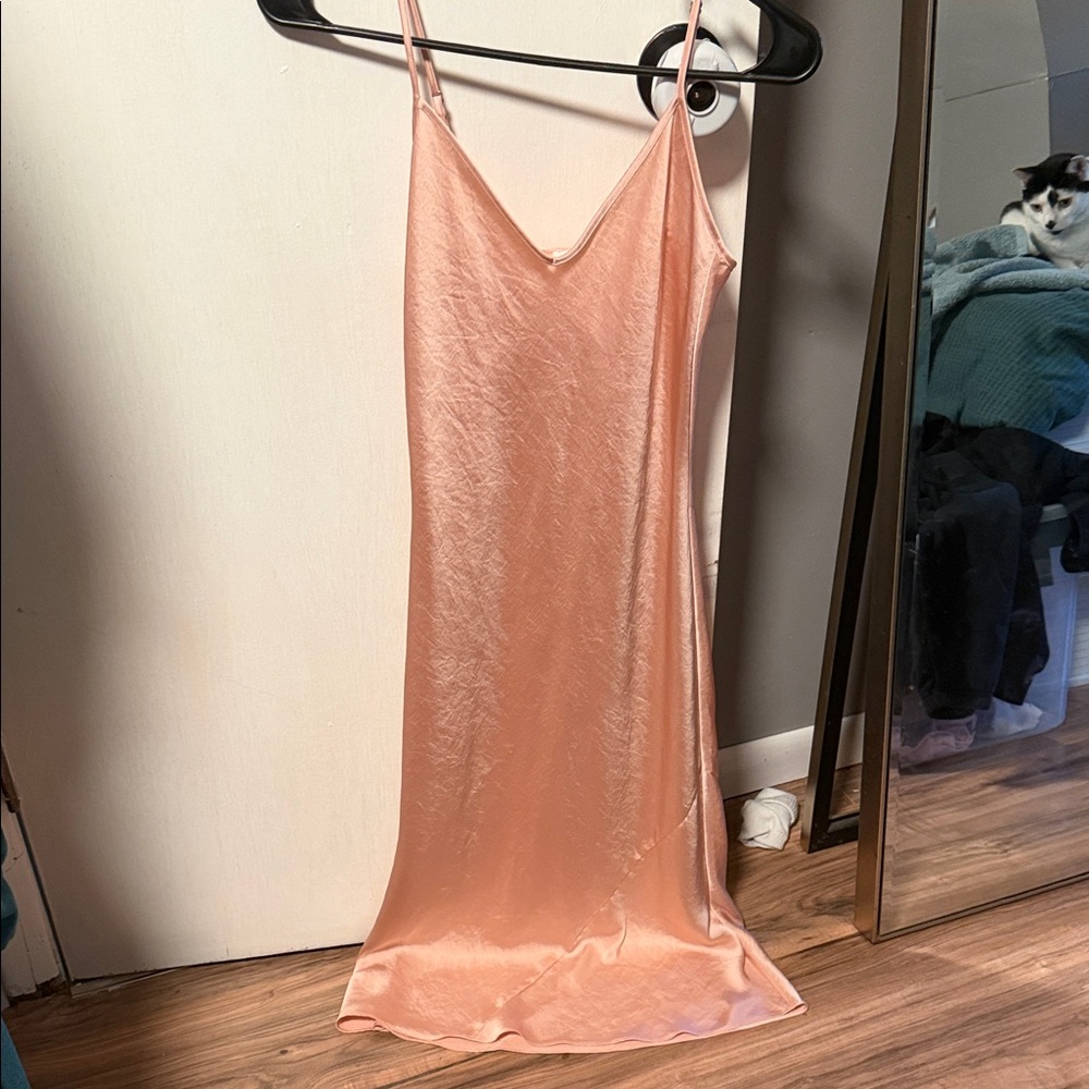 Elegant Peach Wilfred Satin Slip Dress
